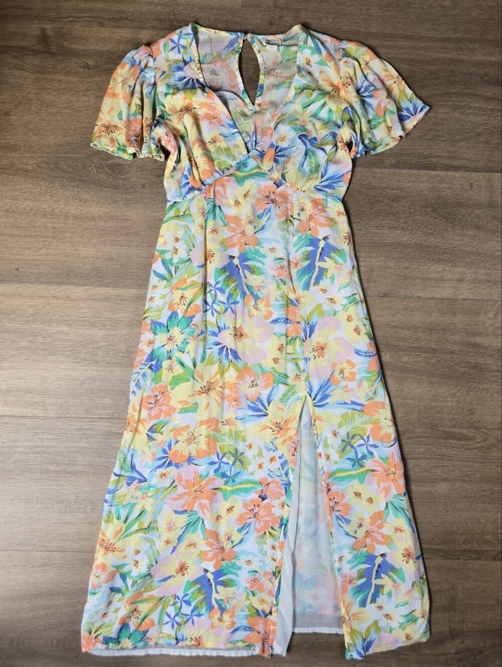 Billabong Pastel Floral Cutout Maxi in Peach, Blue, Green, Cream